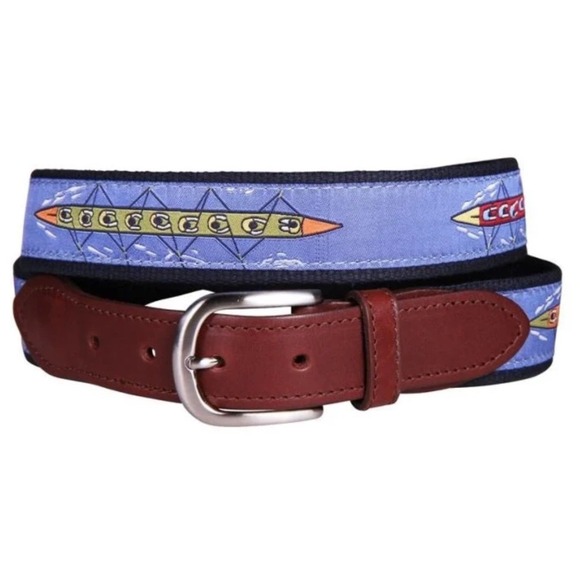 Belted Cow Co. Rowing Crew Boat Belt Brown Leather Men's Size 36 Nautical - Picture 1 of 5